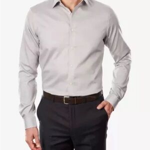 Michael Kors Men's White Slim Fit Cotton Dress Shirt 16.5 34/35